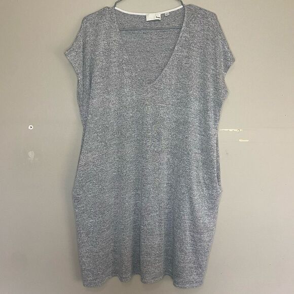 Wilfred Free | Aritzia Grey Lorelei Pocket V-Neck Mini Dress Size Small - Picture 2 of 6